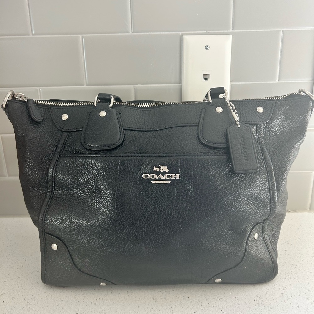 Coach Black Leather Tote Bag